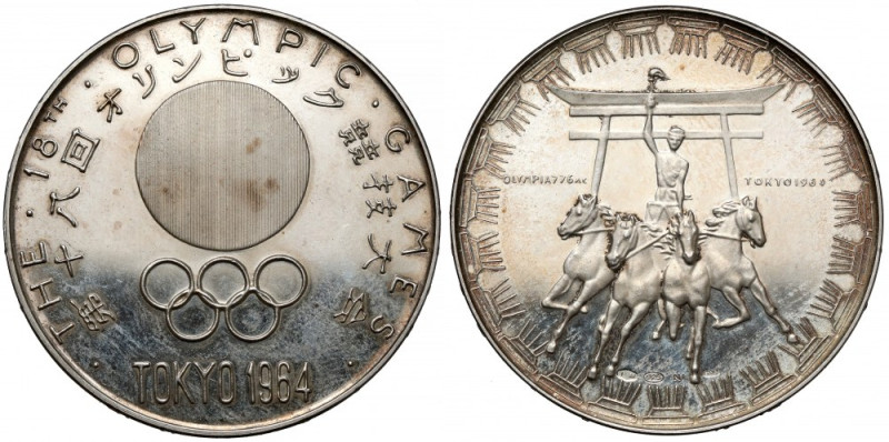 Japonia, Medal SREBRO Olimpiada Tokio 1964 Przeczyszczony. 
 Srebro, średnica 4...