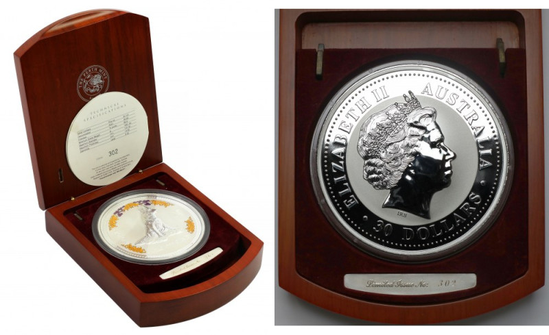 Australia, 30 dolarów 2006 - 1 kg Ag.999 - Pies z diamentowym okiem Oryginalne p...