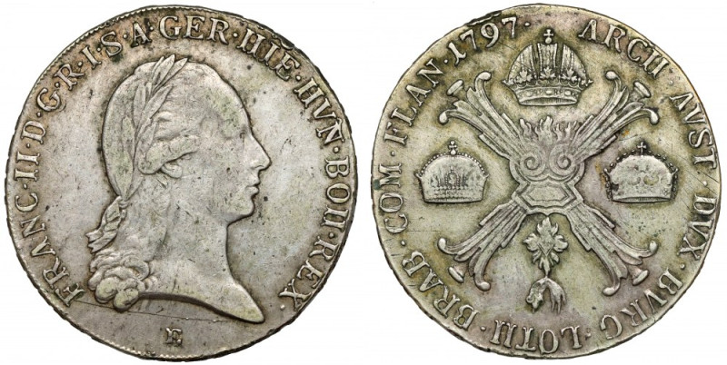 Austria, Franciszek II, Talar 1797-E Srebro, średnica 39 mm, waga 29,39 g.&nbsp;...