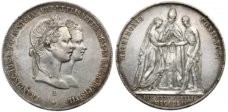 Austria, Franciszek Józef I, Gulden 1854 - zaślubinowe Waga: 12,9 g. Ładna, dużo...