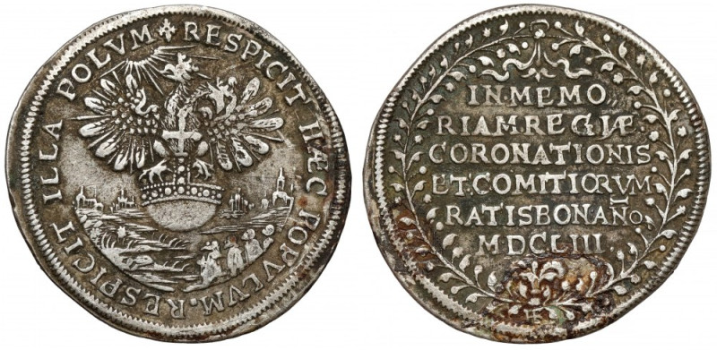 Austria, Ferdynand IV, Żeton koronacyjny 1653 (ø28mm) - Koronacja w Ratyzbonie S...