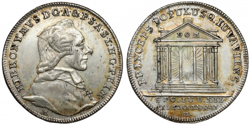 Austria, Hieronymus von Colloredo, Żeton 1782 - 1200-lecie Salzburga Srebro, śre...