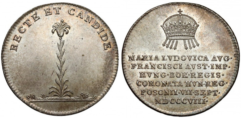 Austria, Franciszek I, Żeton koronacyjny 1808 (ø21mm) - Maria Ludwika królowa Cz...