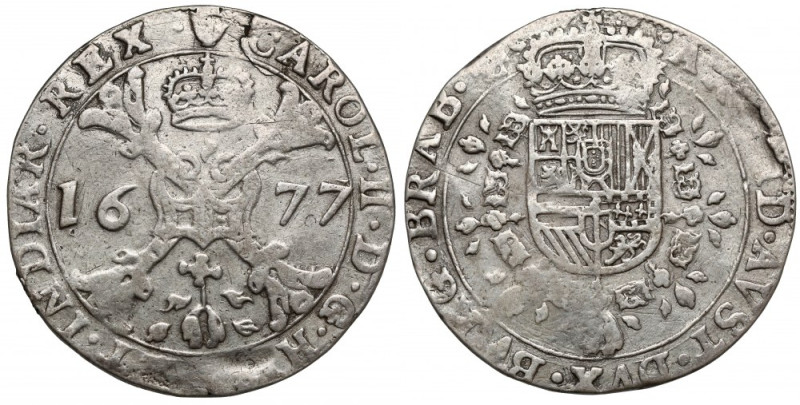 Belgia, Brabant, 1/2 patagona 1677 Srebro, średnica 36 mm, waga 13,36 g.&nbsp; ...