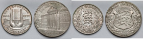 Estonia, 1 kroon 1933 i 2 krooni 1932 - zestaw (2szt)