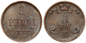 Finlandia / Rosja, Aleksander III, 1 penni 1888
