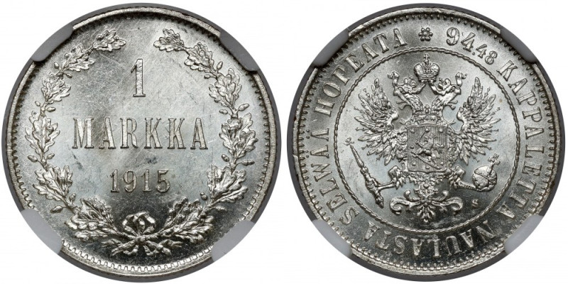 Finlandia / Rosja, Mikołaj II, 1 markka 1915 
Grade: NGC MS63 

More photos a...