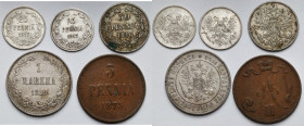 Finlandia / Rosja, 5 pennia - 1 markka 1875-1917 - zestaw (5szt)
