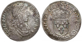 Francja, Ludwik XIV, 1/12 ecu 1662-D