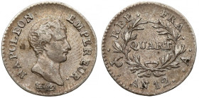 Francja, Napoleon I, 1/4 franka (quart) AN 12 (1803)