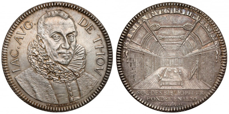 Francja, Medal 1861 - Jacques Auguste de Thou Silver, diameter 35,5 mm, weight 1...