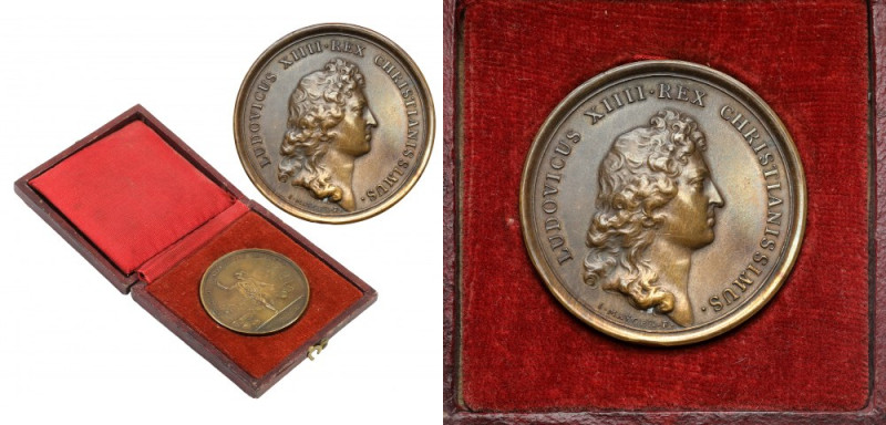 Francja, XIX w. odbitka medalu Ludwik XIV z 1664 - Jungendis Commercio Gentibus ...