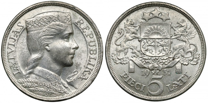 Łotwa, 5 lati 1931 
Grade: XF+/AU 

More photos and full item description ava...
