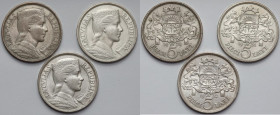 Łotwa, 5 lati 1929-1932, zestaw (3szt)