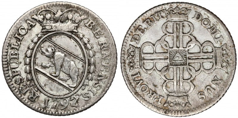 Szwajcaria, Bern, 10 krajcarów 1797 
Grade: VF+ 

More photos and full item d...