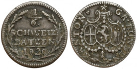 Szwajcaria, Grisons, 1/6 batzen 1820