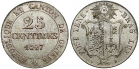 Szwajcaria, Geneva, 25 centimes 1847
