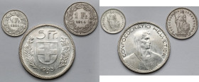 Switzerland, 1/2, 1 and 5 francs 1914-1951 (3pcs)