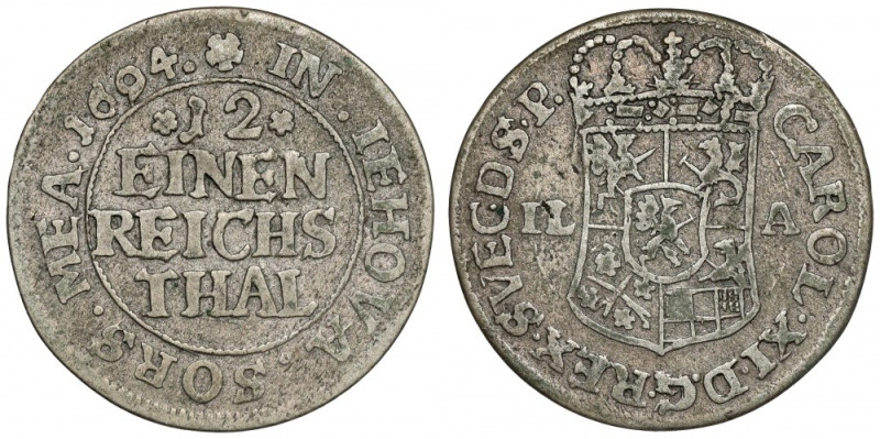 Swedish dominion of Pomerania, Karl XI, 1/12 thaler 1694 
Grade: VF 

More ph...