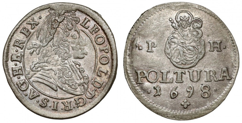 Węgry, Leopold I, Poltura 1698 PH Bardzo ładna. 
Grade: XF+ 

More photos and...