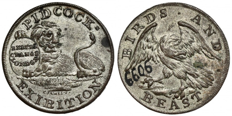 England, Jeton / 1/2 penny ~1790 - Pidcock Exibition Number written in ink on th...
