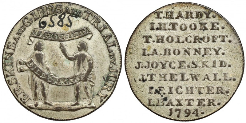 England, Jeton / 1/2 penny 1794 - Erskine and Erskine & Gibbs Number written in ...