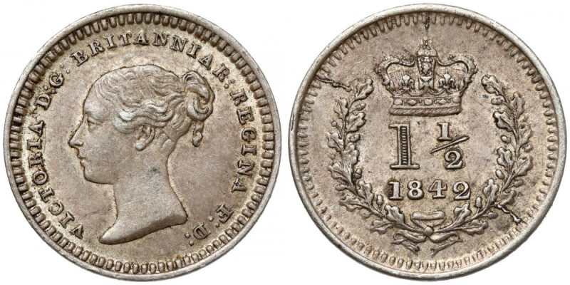 Great Britain, 1-1/2 pece 1842 
Grade: XF+ 

More photos and full item descri...