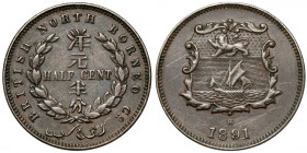 Wielka Brytania / Borneo Północne, 1/2 centa 1891