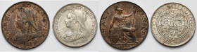 Wielka Brytania, 1/2 pensa i szyling 1898 (2szt)