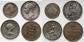 Wielka Brytania i Kolonie, Drobne nominały 1806-1910 - zestaw (4szt)