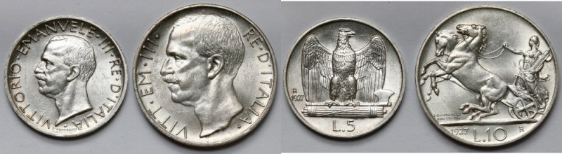 Italy, 5 and 10 lire 1927 (2pcs) 
Grade: AU 

More photos and full item descr...