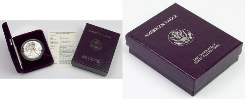 USA, Dolar 1988-S Moneta w oryginalnym opakowaniu, wraz z certyfikatem. Srebro ....