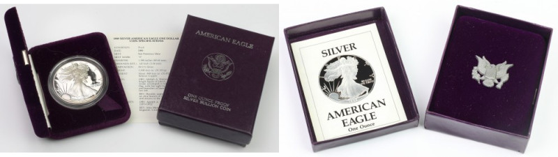 USA, Dolar 1989-S Moneta w oryginalnym opakowaniu, wraz z certyfikatem. Srebro ....