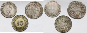 Pisa 1 grosso 1715, Venezia 15 centesimi 1848, Wurzburg 1 schilling 1676 (3pcs)