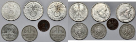 Niemcy, 1 fenig - 5 marek 1894-1958 (7szt)