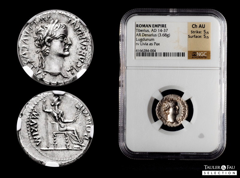 Tiberius. Denarius. 14-37 AD. Lugdunum. (Spink-1763). (Ric-30). (Rsc-16b). Anv.:...