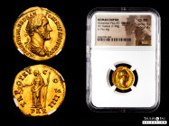Antoninus Pius. Aureus. 151-152 AD. Rome. (RIC-216 var. drapery on left shoulder). (Calicó-1594a, this coin illustrated). (C-584, laureate only). (BMC...