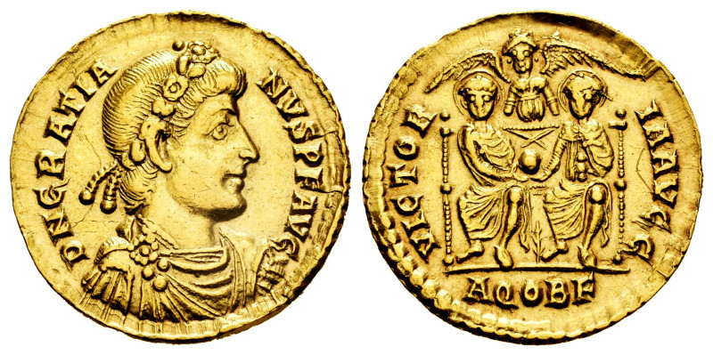 Gratian. Solidus. 375-383 AD. Aquileia. (Spink-Unlisted). Anv.: D N GRATIANVS P ...