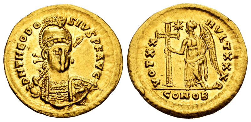 Theodosius II. Solidus. 423-424 AD. Constantinople. (Ric-X 225). Anv.: D N THEOD...