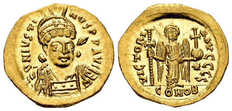 Justin I. Solidus. 518-519 AD. Constantinople. (MIBE-2). (Doc-1e). (Sear-55). An...
