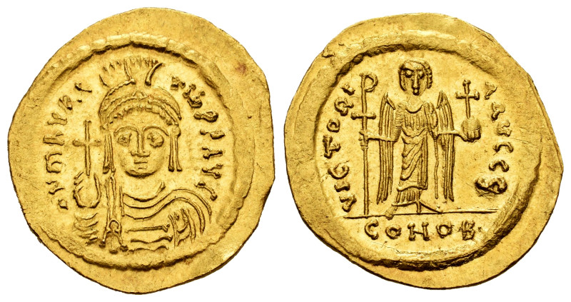 Mauricius Tiberius. Solidus. 583-601 AD. Constantinople. (MIBE-6). (Doc-5f). (Se...