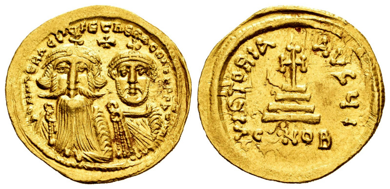 Constans II with Constantine IV. Solidus. 654-659 AD. Constantinople. (MIB-26). ...