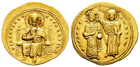 Romanus III. Histamenon nomisma. 1028-1034 AD. Constantinople. (Doc-1b). (Sear-1819). Anv.: + IhS XIS RЄX RЄςNANTIҺm, Christ Pantokrator enthroned fac...