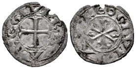 Kingdom of Castille and Leon. Doña Urraca (1109-1126). Dinero. Leon. (Bautista-17). (Imperatrix-U1:2.3, Plate coin). Anv.: URRACA REGI. Rev.: LEO CIVI...