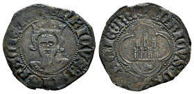 Kingdom of Castille and Leon. Enrique II (1368-1379). 1/2 billon real. (Bautista-619, Plate coin). (MOMECA-58.3D, Plate coin). Anv.: + ENRICVS : DEI :...