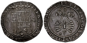 Catholic Kings (1474-1504). 4 reales. Sevilla. (Cal-561). Anv.: FERNANDVS: ET ELISABET· DEI GRAC·. Rev.: + REX ET REGINA· CAST· LEGION· ARAGON· GR. Ag...