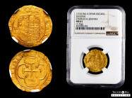 Charles-Joanna (1504-1555). 1 escudo. Segovia. A. (Cal-190). (Tauler-13). Au. 3,35 g. Shield between aqueduct and letter A. Pleasant color and appeare...