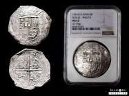 Philip II (1556-1598). 8 reales. 1591/0. Sevilla. (H). (Cal-732). (Jarabo-Sanahuja-A-584). Ag. 27,35 g. Clear overdate. Full date. Slabbed by NGC as M...