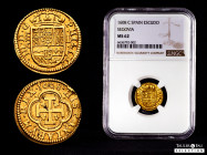 Philip III (1598-1621). 1 escudo. 1608. Segovia. C. (Cal-1016). Au. 3,37 g. Nice and rare coin. Acquired to Calicó at the end of the 1990's. Slabbed b...