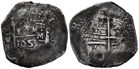 Philip IV (1621-1665). 8 reales. 1659. Lima. V. (Cal-1247). Ag. 27,30 g. "Star of Lima". Mintmark L★M in the center. 8/V - 8/V on the sides. Very rare...